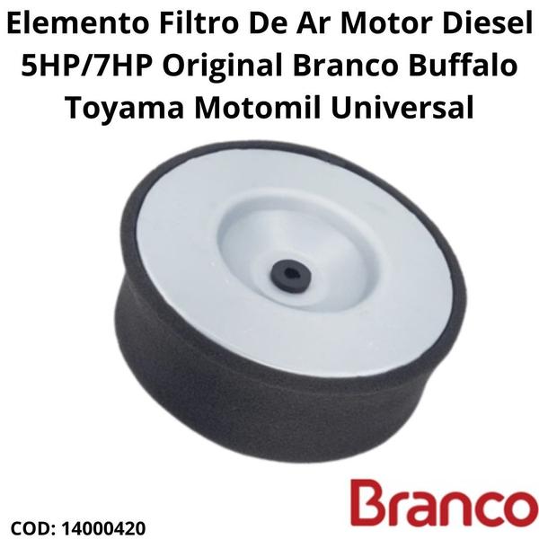 Elemento Filtro De Ar Motor Diesel 5HP/7HP Original Branco Buffalo Toyama Motomil Universal Imagem de Elemento Filtro De Ar Motor Diesel 5HP/7HP Original Branco Buffalo Toyama Motomil Universal