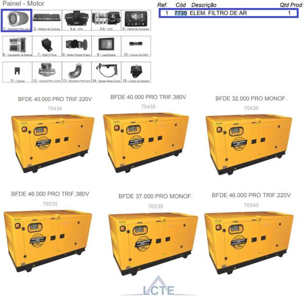 Imagem de Elemento Filtro de Ar P/ Motogerador BFDE 40.000 Pro Buffalo