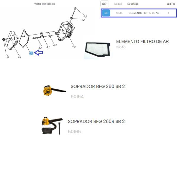 Imagem de Elemento Filtro De Ar P/ Soprador á Gasolina 260 SB Buffalo