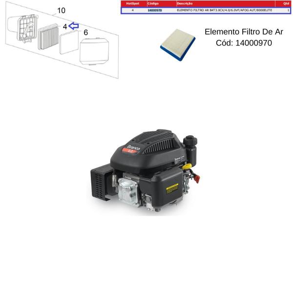 Elemento Filtro De Ar Para Motor á Gasolina 4.0/6.0hp Branco Imagem de Elemento Filtro De Ar Para Motor á Gasolina 4.0/6.0hp Branco