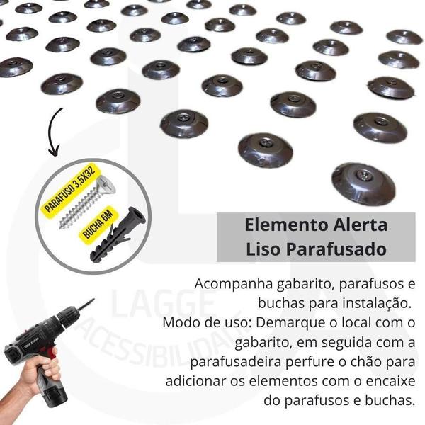 Elemento tátil inox alerta parafusado liso - LAGGE ACESSIBILIDADE Imagem de Elemento tátil inox alerta parafusado liso