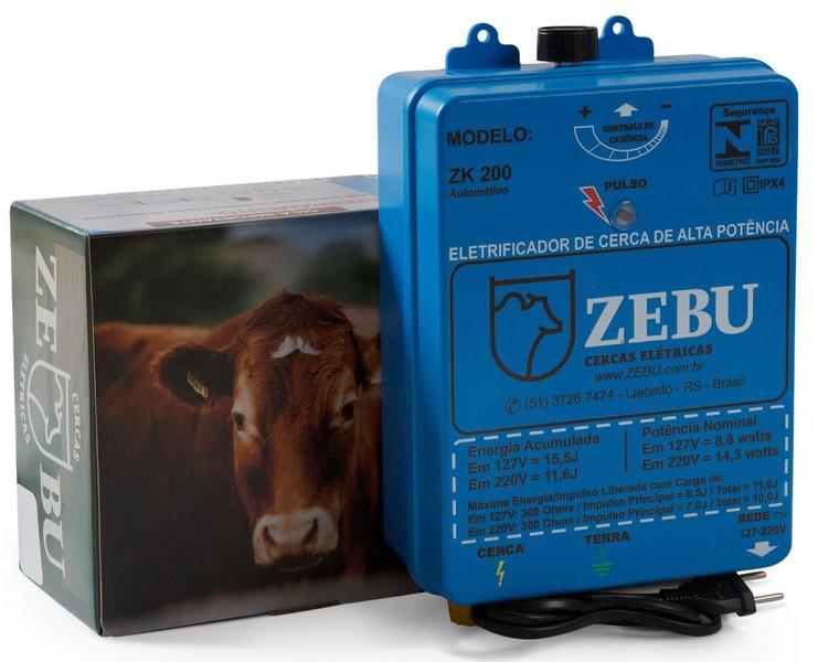 Imagem de Eletrificador cerca choque eletrico zebu zk200 127/220v 10j 200km