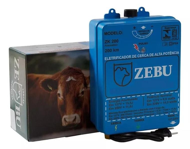 Imagem de Eletrificador De Cerca Zk200 Choque Elétrico Zebu 200km 