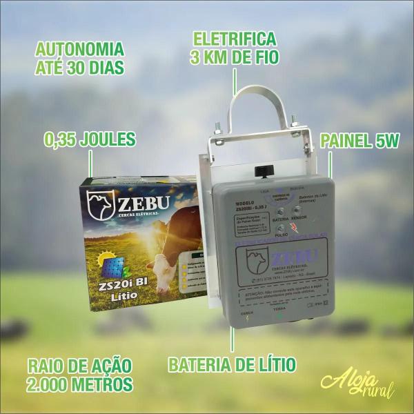 Imagem de Eletrificador Rural Solar 0,35 Joules 35Km Bat.Lítio Zebu