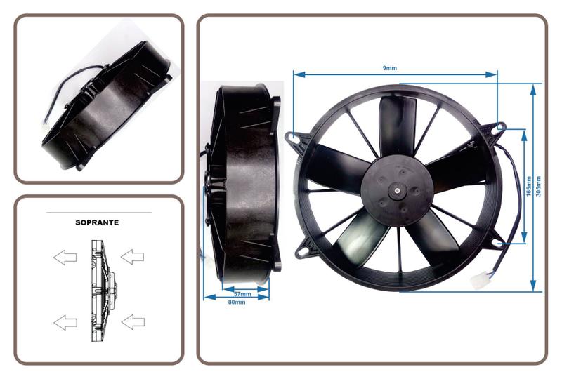 Imagem de Eletro Ventilador SPAL Axial Perfil Alto 12V 11" Soprante VA03-AP50/C-37S