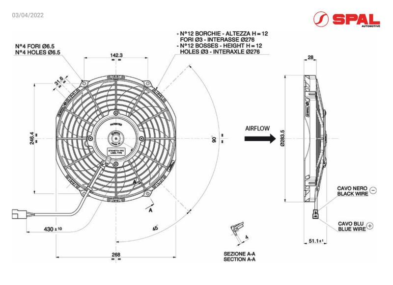 Imagem de Eletro Ventilador Ventoinha Spal - 10 Poleg. 12v Aspir. Va11-ap7c-57a