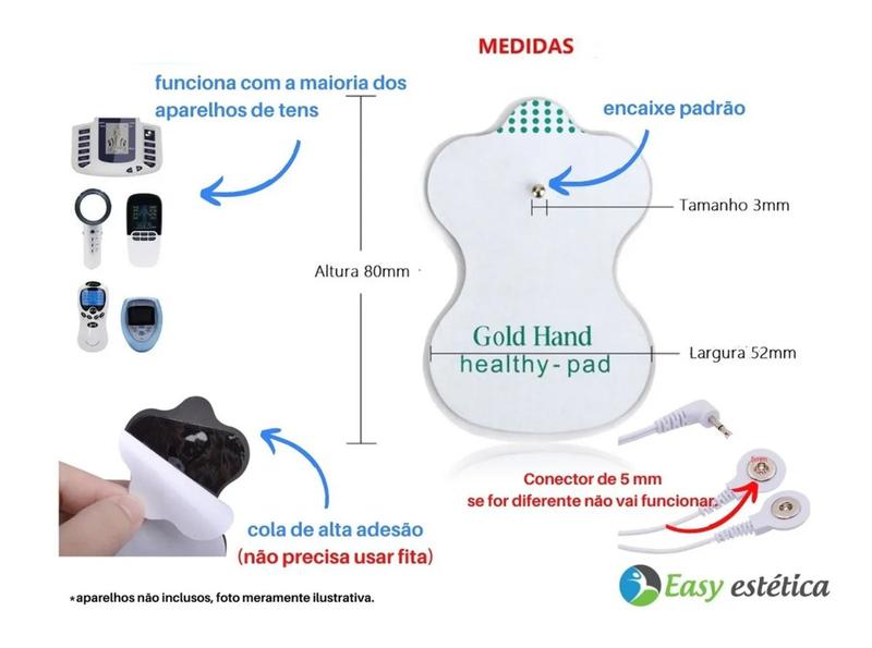 Imagem de Eletrodos Auto Colante Eletroestimulação Eletroterapia Massagem Pulso Elétrico