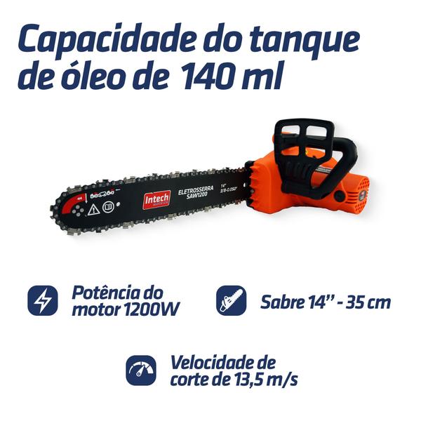 Imagem de Eletrosserra Elétrica Motoserra 14 Pol 1200w Saw1200 Intech Machine