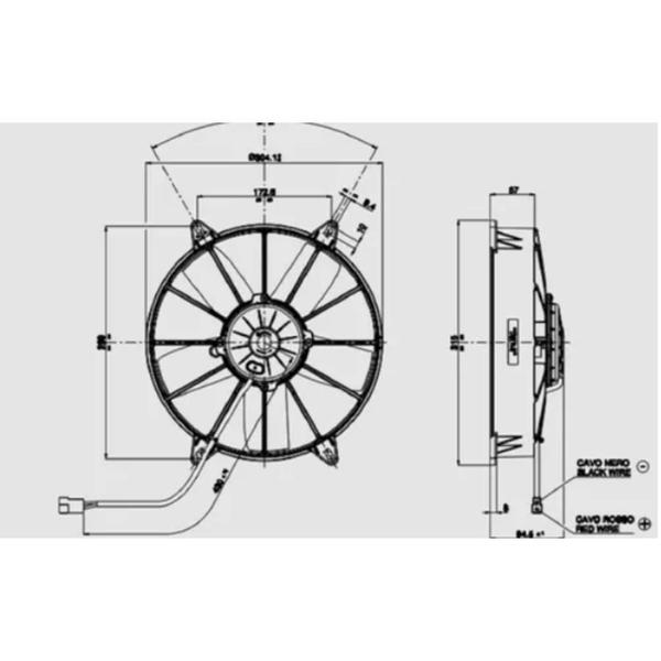 Imagem de Eletroventilador Spal Universal VA03-BP50/C-37A Axial 11" Aspirante 24v