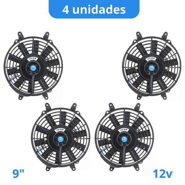 Imagem de Eletroventilador Universal 9" 12v Kit 4 peças