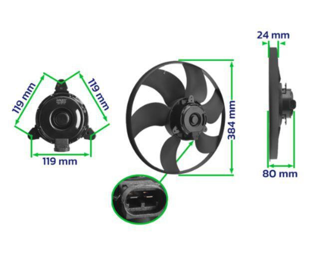 Imagem de Eletroventilador Ventoinha Clio Scenic Kangoo Com Ar MQ0761 MULTIQUALITA 7701070217