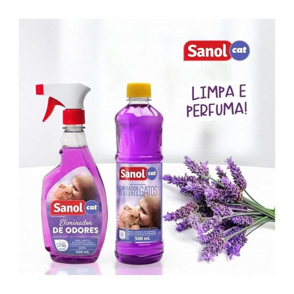 Imagem de Eliminador De Odores Para Gatos Lavanda 500Ml Sanol Cat