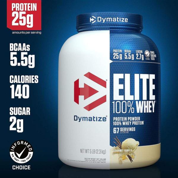 Imagem de Elite 100% Whey Gourmet Vanilla 2300g 5LB Nutrition  Dymatize