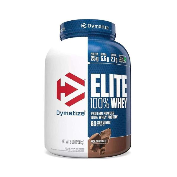 Imagem de Elite 100% Whey Rich Chocolate 2300g 5LB Nutrition  Dymatize