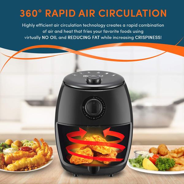 Imagem de Elite Gourmet EAF-0201 Air Fryer Elétrica 2.1Qt Preto 1000W