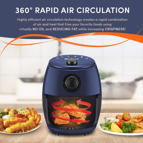 Imagem de Elite Gourmet EAF-0201BG Air Fryer Elétrica 2.1Qt Azul Cinza 1000W