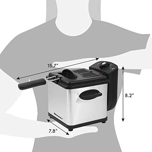 Imagem de Elite Gourmet EDF1607  Cesta de malha de 800 watts Capacidade de óleo de 1,6 litros/6,5 xícaras, fritadeira elétrica de imersão com botão de temperatura e tampa com janela de visualização, aço inoxidável