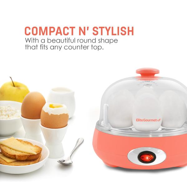 Elite Gourmet EGC007C Cozedor de Ovos Elétrico 7 Ovos Coral Imagem de Elite Gourmet EGC007C Cozedor de Ovos Elétrico 7 Ovos Coral