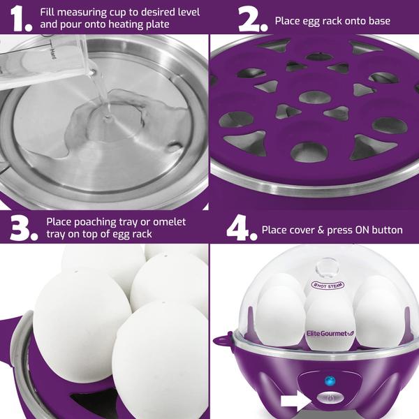 Imagem de Elite Gourmet EGC700BL Cozedor de Ovos Elétrico 0,4L Roxo BPA-Free