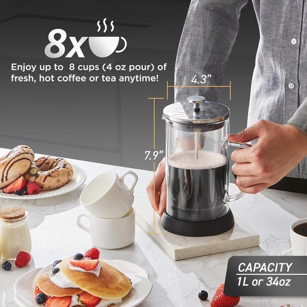 Imagem de Elite Gourmet FP1223 French Press 1L Borosilicato Preto