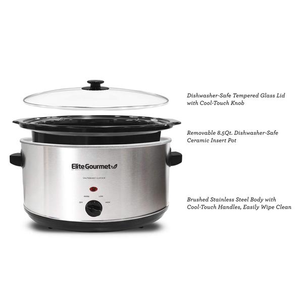 Imagem de Elite Gourmet MST-900V Slow Cooker Elétrico Aço Inox 8,5L