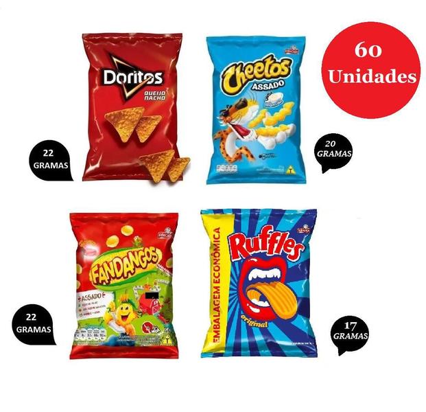 Elma Chips Fandangos + Doritos + Ruffles +Cheetos 80Un Total Imagem de Elma Chips Fandangos + Doritos + Ruffles +Cheetos 80Un Total