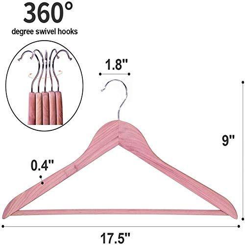 Imagem de ELONG HOME American Red Cedar Hangers 20 Pack, Cabides de Terno de Madeira com Gancho Giratório 360, Cabides de madeira de cedro fino de superfície lisa, ótimo para refrescar closet