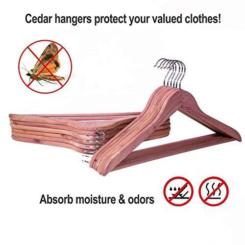 Imagem de ELONG HOME American Red Cedar Hangers 20 Pack, Cabides de Terno de Madeira com Gancho Giratório 360, Cabides de madeira de cedro fino de superfície lisa, ótimo para refrescar closet