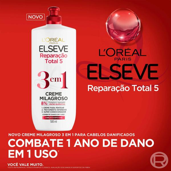 Imagem de Elseve creme 3 em 1 reparação + extraordinário + hidra 500ml