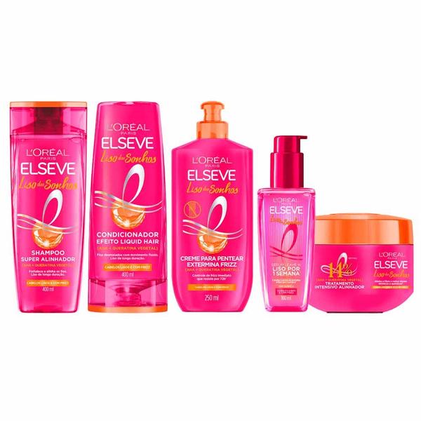 Elseve Liso dos Sonhos Kit - Shampoo + Condicionador + Máscara Capilar + Creme para Pentea... Elseve Liso dos Sonhos Kit - Shampoo + Condicionador + Máscara Capilar + Creme para Pentea...