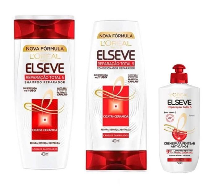 Imagem de Elseve para pentear reparação total 5 shampoo e condicionador 400mL repara cabelo com danos