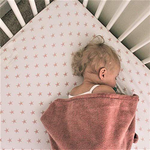 Imagem de Ely's & Co. Crib Sheet - Folha de Cama infantil 100% Jersey Cotton 2 Pack para Baby Girl-Dusty Rose e Mauve Pink Stars...