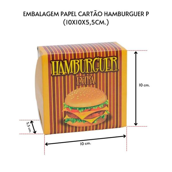 Imagem de Embalagem Caixa Box P/ Hamburguer Delivery Tam. P (10x10x5,5cm.) Com 50 Un.