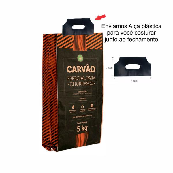 Imagem de Embalagem de Carvão 5kg - Klabin + Alça Plástica - Papel Kraft Duplo Kit com 25 unidades