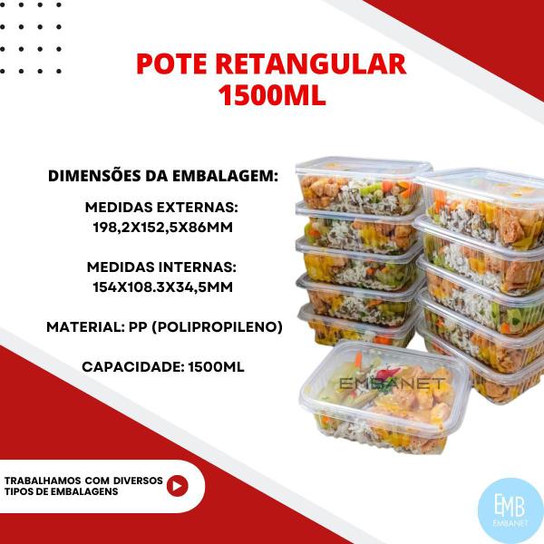 Imagem de Embalagem Descartável 1500ml Vai Ao Microondas - 20unid.