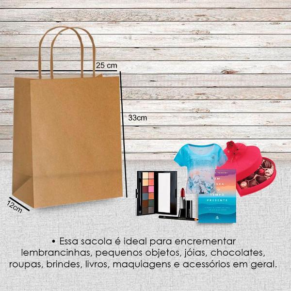 Imagem de Embalagem P/ Presente Papel Kraft 120 Gramas Pct 40Un 25x33