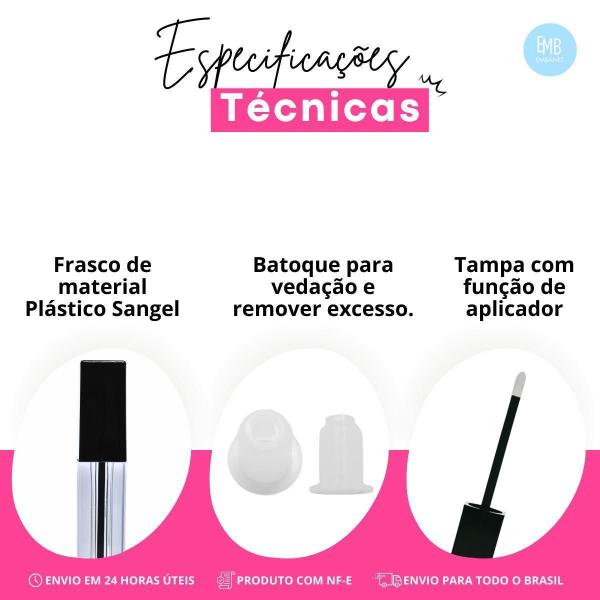 Imagem de Embalagem Para Batom Liquido Matte Quadrada 4,5Ml - 10Unid