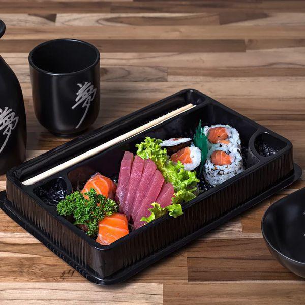 Imagem de Embalagem para Sushi Combinado Hashi 02 com tampa 100 unds