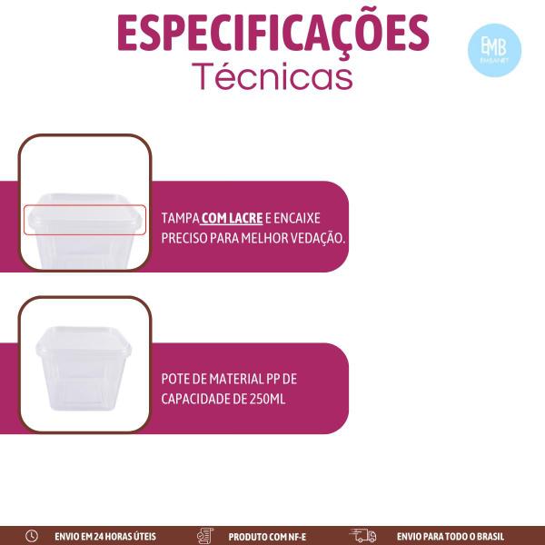 Imagem de Embalagem Quadrada 250ml Com Tampa Lacre 40 Unidades