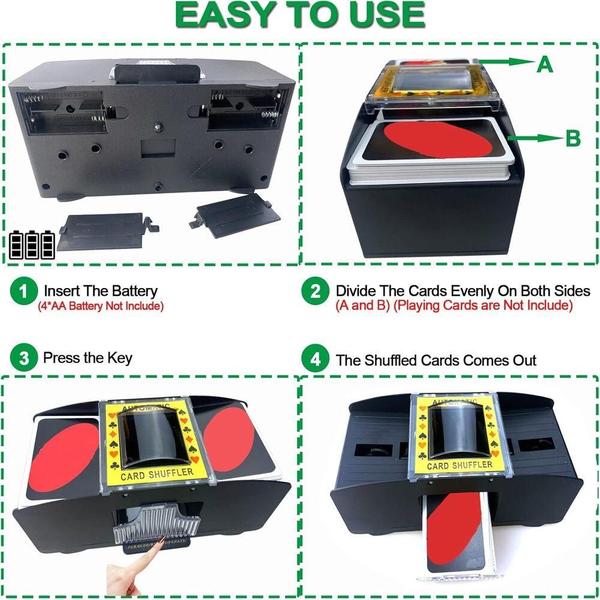 Embaralhador misturador de cartas 2 baralhos automatico para poker, truco completo - Yeet Imagem de Embaralhador misturador de cartas 2 baralhos automatico para poker, truco completo