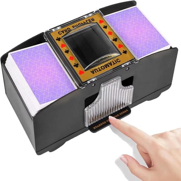 Embaralhador misturador de cartas 2 baralhos automatico para poker, truco completo - Yeet Imagem de Embaralhador misturador de cartas 2 baralhos automatico para poker, truco completo