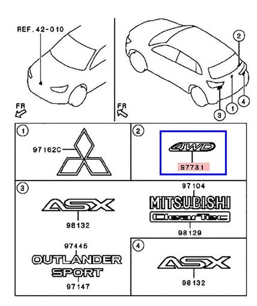 Imagem de Emblema 4WD ASX Outlander airtrek Prata - Original