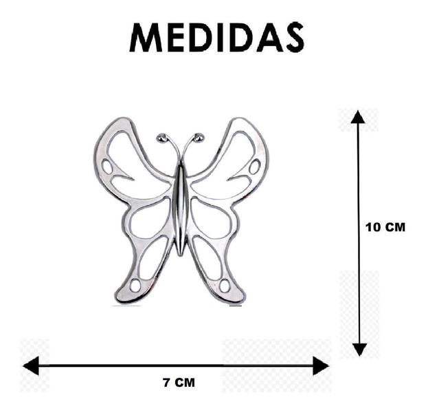 Imagem de Emblema Adesivo Alto Relevo 3D Borboleta Cromado Cromado