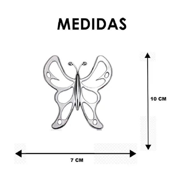 Imagem de Emblema Adesivo Alto Relevo 3d Borboleta Cromado