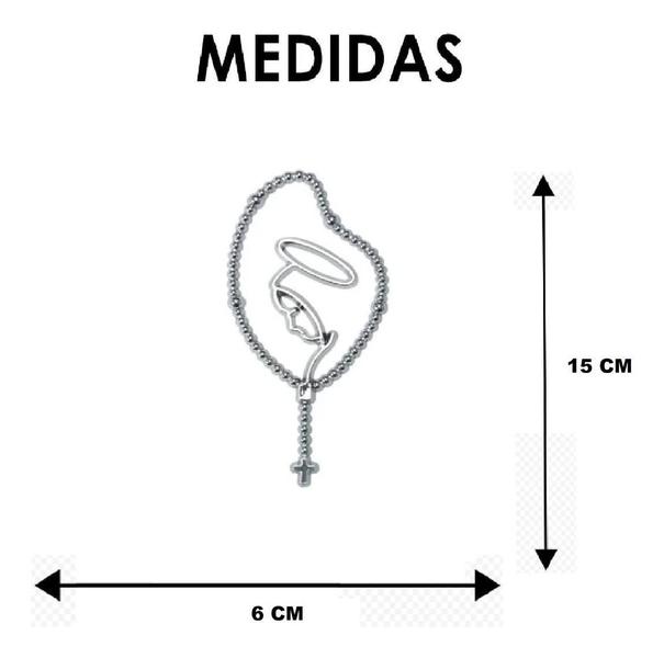 Imagem de Emblema Adesivo Alto Relevo 3D Santinha Terço Grande Cromado