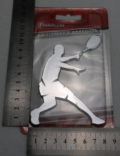 Imagem de Emblema Adesivo Alto Relevo 3D Tenista Masculino Cromado