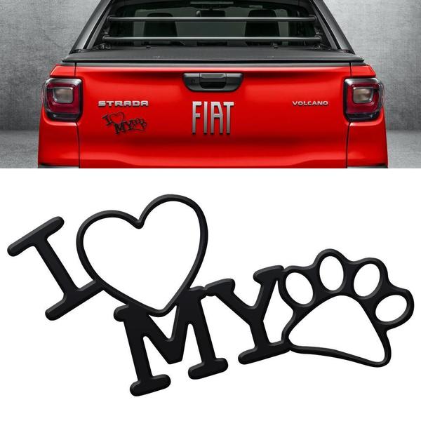 Imagem de Emblema Adesivo Decorativo I Love My Dog Alto Relevo Preto