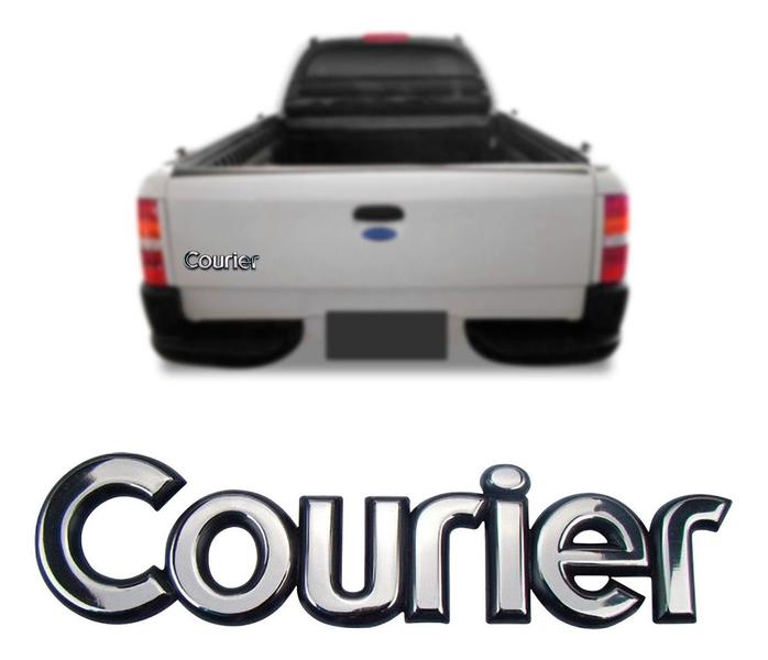 Imagem de Emblema "courier" cromado com fundo preto courier 1997 1998 1999 2000 2001 2002 2003 2004 2005 2006 2007 2008 2009 2010