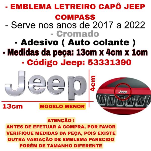 Imagem de Emblema Cromado Capô Jeep Compass 2017 2018 2019 2020 2021 2022 Original