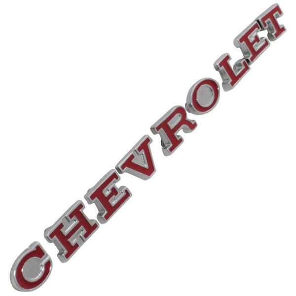 Imagem de Emblema Dianteiro Letras Chevrolet Fundo Vermelho GM Opala Caravan Comodoro 1975 à 1978 - 172B